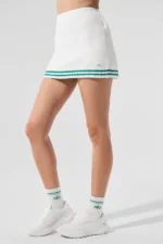 Tennis Club Sweater Knit Skirt - White/Spruce Green - Image 3
