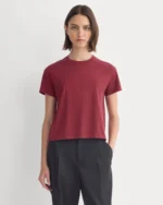 The Box-Cut Tee in Essential Cotton | Cabernet | No Pocket