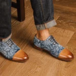 The Jack Oxford Shoe in Washed Denim Floral - Image 3
