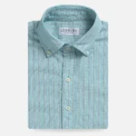 The Sea Green Barretto Stripe Cotton Linen Custom Shirt