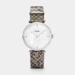 Triomphe Watch Leather, Grey Python, Silver Colour