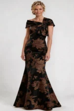 Trumpet-Mermaid Floor Length Jacquard Mother of the Bride Dress CM0414CR