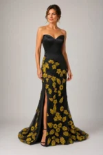 Trumpet-Mermaid Sweep-Brush Train Stretch Satin Mother of the Bride Dress CM0465 - Image 2