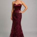 Trumpet-Mermaid Sweep-Brush Train Stretch Satin Mother of the Bride Dress CM0466