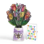 Vibrant Tulip Suncatcher Bouquet and Parenthood Humor Sentiment Set