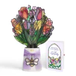 Vibrant Tulip Sympathy Suncatcher Bouquet and Sentiment Set